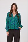 STELLA BUTTON BLOUSE - blue damsk